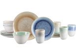 Kombiservice CREATABLE "Aquarius", bunt (mehrfarbig), 16 Stk., Steinzeug, Geschirr-Sets, Kombiservice, Spezialglasur, handwerklicher Look