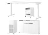 Büromöbel-Set GERMANIA "Mailand", weiß, Schreibtisch Breite 160cm Holzwerkstoff Metall, Holzwerkstoff, Metall, Arbeitsmöbel-Sets, Büromöbel-Set, inkl. Schreibtisch, Rollcontainer, Raumteiler und Sideboard