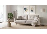 3-Sitzer HOME AFFAIRE "TRIPLO optionale Schlafsofa mit Bettkasten, Maße B/T/H: 215/100/89 cm", beige (creme), B:215cm H:89cm T:100cm, 100% Polyester, Sofas, 3-Sitzer, Wahlweise Bettfunktion - Liegefläche 145x191 cm, Rücken-, Zierkissen