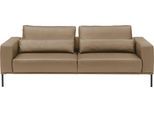 2,5-Sitzer MUSTERRING "JustBPM100, 202 cm breit, aus hochwertigem Leder", macchiato, B:202cm H:88cm T:107cm, 100% Leder, Sofas, 2 5-Sitzer, wahlweise mit Nierenkissen und mot. Sitzauszug, Metallfuß in schwarz