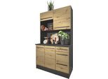 Buffet BASIC BY BALCULINA "Jazz", artisan eichefarben, anthrazit, metallic braun, B:120cm H:211cm T:60cm, Holzwerkstoff, Schränke, Buffet, Breite 120cm, Türen, Schubkästen, offenes Fach
