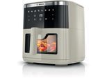 BOSCH Heißluftfritteuse "XXL Air Fryer Serie 6, MAF671C0, 7,1 l, Fenster, 7 Programme", schwarz cream, B:30,9cm H:31,4cm, Fritteusen, Innenlicht, Schüttelalarm, Korb spülm.geeignet, Heißluftfritteuse