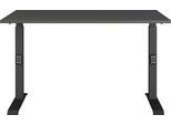 Schreibtisch GERMANIA "Mailand, mechanisch höhenverstellbar", grau (graphit, schwarz, graphit), B:120cm H:91cm T:80cm, Tische, Schreibtisch, in Breitenvariante 120-180 cm, Made in Germany
