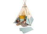 Spielzelt PINOLINO "Tipi Yuma", beige (natur, blau), Spielzelte, KinderB:122cm H:155cm T:120cm, Baumwolle, Holz, Polyester, Spielzelt, mit Zeltstangen aus Holz, B:122cm H:155cm T:120cm