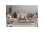 Ambia Garden Gartenset, Beige, Teak, Holz, Textil, 4-teilig, Akazie, massiv, Füllung: Komfortschaum,Komfortschaum, 130x72x90 cm, Gartenmöbel, Gartenmöbel-Sets