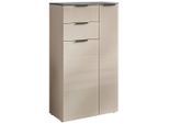 Midischrank Santorin, Anthrazit, Kaschmir, Kunststoff, 4 Fächer, 2 Schublade(n) Schubladen, 60x107x30 cm, stehend, Badezimmer, Badezimmerschränke, Midischränke