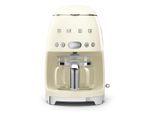 Smeg Filterkaffeemaschine 50´S Style, Creme, Metall, 1,25 L,1400 ml, 24.5x36.1x25.6 cm, Warmhalteplatte, Tropf-Stopp-Funktion, Entkalkungsanzeige, rutschfester Stand, Produktvorauswahl, Küchengeräte, Kaffeemaschinen & Zubehör
