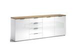 Xora Sideboard, Weiß Hochglanz, Kunststoff, 4 Fächer, 4 Schublade(n) Schubladen, 240x89x43 cm, Beimöbel erhältlich, stehend, Wohnzimmer, Kommoden & Sideboards, Sideboards