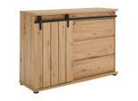 Milino Kommode, Schwarz, Eiche, Kunststoff, 1 Fächer, 3 Schublade(n) Schubladen, 120x86x4 cm, Bsci, Wohnzimmer, Kommoden & Sideboards, Kommoden