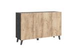P & B , Anthrazit, Kastanieneichefarben , Holzwerkstoff , 3 Fächer , 120x76x39 cm , FSC , stehend ,