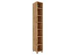Held , Eichefarben , Holzwerkstoff , 6 Fächer , 25x180x35 cm , Made in Germany , stehend, hängend , Badezimmer, Badezimmermöbel, Badezimmerregale, Badregale