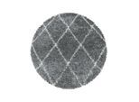 Ayyildiz , Grau , Textil , Raute , rund , Oeko-Tex® Standard 100 , für Fußbodenheizung geeignet, schmutzabweisend, für Hausstauballergiker geeignet, lichtunempfindlich, antistatisch, pflegeleicht, strapazierfähig, leicht zusammenrollbar , Teppiche & Böden, Teppiche, Hochflorteppiche, Hochflorteppiche rund