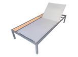 Beldano , Anthrazit, Grau, Teakfarben , Metall, Kunststoff , Uni , 94x35.5x198 cm , gastro- und objekttauglich, Rückenlehne verstellbar , Gartenmöbel, Gartenliegen, Sonnenliegen