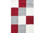 Ayyildiz , Rot, Weiß, Hellgrau , Textil , Karo , rechteckig , 80x250 cm , Oeko-Tex® Standard 100 , für Fußbodenheizung geeignet, schmutzabweisend, für Hausstauballergiker geeignet, lichtunempfindlich, antistatisch, pflegeleicht, strapazierfähig, leicht zusammenrollbar , Teppiche & Böden, Teppichläufer & Vorleger