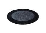 Ayyildiz , Anthrazit, Grau , Textil , Bordüre , rund , Oeko-Tex® Standard 100 , für Fußbodenheizung geeignet, schmutzabweisend, für Hausstauballergiker geeignet, lichtunempfindlich, antistatisch, pflegeleicht, strapazierfähig, leicht zusammenrollbar , Teppiche & Böden, Teppiche, Hochflorteppiche, Hochflorteppiche rund