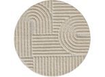 Ayyildiz , Beige , Textil , Boho , rund , Oeko-Tex® Standard 100 , pflegeleicht , Teppiche & Böden, Teppiche, Webteppiche, Flachwebteppiche