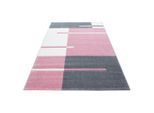 Ayyildiz , Pink , Textil , Karo , rechteckig , 80x300 cm , Oeko-Tex® Standard 100 , für Fußbodenheizung geeignet, schmutzabweisend, für Hausstauballergiker geeignet, lichtunempfindlich, antistatisch, pflegeleicht, strapazierfähig, leicht zusammenrollbar ,