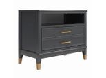 Mid.you , Schwarz , Holzwerkstoff , 2 Schublade(n) Schubladen , rechteckig , 76x61x40 cm , gastro- und objekttauglich, offenes Fach , Schlafzimmer, Nachtkästchen
