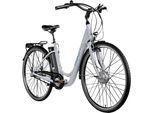 E-Bike AGON "Aurora" Gr. 48, grau (telegrau), Elektrofahrräder, 48cm, 28 Zoll (71,12cm), Pedelec, Elektrofahrrad für Damen u. Herren
