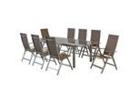 Gardenson , Silberfarben , Metall, Textil , Uni , Tisch ausziehbar, Stuhl klappbar, Tisch mit Glasplatte, Rückenlehne mehrfach verstellbar , Gartenmöbel, Gartenmöbel-Sets, Gartengarnituren