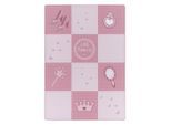 Ayyildiz , Pink , Textil , Prinzessin , rechteckig , 120x170 cm , Oeko-Tex® Standard 100 , für Fußbodenheizung geeignet, schmutzabweisend, für Hausstauballergiker geeignet, lichtunempfindlich, antistatisch, waschbar, pflegeleicht, strapazierfähig, leicht zusammenrollbar ,