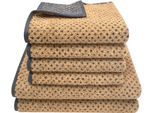 Handtuch Set DYCKHOFF "Golden Shades Rhombus", gold (goldfarben), 6 Stk., Walkfrottier, Walkfrottier, Obermaterial: 100% Baumwolle, Handtuch-Sets, Handtuch Set, Kuschelig weich; 4 Handtücher (50x100cm), 2 Duschtücher (70x140cm)