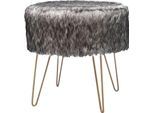 Hocker KAYOOM "Mio 1, Fellhocker in modernem Design, runde Form mit Metallbeinen", schwarz-weiß (weiß, anthrazit), B:45cm H:45cm T:45cm, Sitzbezug: 100% Polyester Korpus: MDF Gestell: 100% Eisen, Hocker, Hocker, beeindruckend, teilweise handgefertigt, attraktive Farbgestaltung