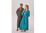 Unisex-Bademantel OTTO HOME "Regona, Hotelbademantel, Morgenmantel, Standardlänge & Überlänge" Gr. L, anthrazit, L:140cm, Veloursfrottier, Hausmäntel, Unisex-Bademantel, Damen & Herren, mit Taschen, flauschig, weich, Velours, Sauna & Spa