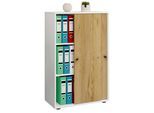 Aktenschrank VCM "Büroschrank Aktenschrank Schiebetüren Lona 3fach", braun (weiß, honig, eiche), B:70cm T:40cm, Obermaterial: 100% Holz Wood., Schränke, Aktenschrank