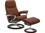 Relaxsessel STRESSLESS "Consul", braun (copper paloma), B:82cm H:102cm T:72cm, Leder BATICK: BATICK ist ein leicht korrigiertes, durchgefärbtes und genarbtes Möbelleder, bei dem die meisten Unebenheiten und Spuren in der Regel entfernt wurden.;Leder PALOMA: PALOMA ist ein durchgefärbtes Semianilin-Möbelleder mit natürlicher Narbung.;ROHLEDER Stoff Q2 FARON: Ein fester zuverlässiger Bouclé mit eine