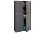 Aktenschrank VCM "Büroschrank Aktenschrank Sideboard Salia 5fach", schwarz (anthrazit), B:100cm T:33cm, Obermaterial: 100% Holz Wood., Schränke, Aktenschrank