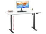 Schreibtisch VCM "Schreibtisch höhenverstellbar Lona 140x50", weiß (schwarz, weiß), B:140cm T:50cm, Tische, Schreibtisch