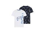 T-Shirt KIDSWORLD "2er Pack Shirts mit Gamer/Controller Print", Jungen, Gr. 92/98, weiß, gemustert, Single Jersey, Obermaterial: 100% Baumwolle, bedruckt, Basic, Rundhals, Shirts T-Shirt, Basic Passform, Rundhalsausschnitt, Allover-Druck, aus Baumwolle
