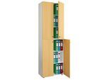 Aktenschrank VCM "Büroschrank Bücher Ordner Aktenschrank Lona 6fach", braun (weiß, buche), B:70cm T:40cm, Obermaterial: 100% Holz Wood., Schränke, Aktenschrank