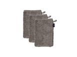 Waschhandschuh JOOP "Waschlappen Doubleface 3er Pack" Gr. S, braun (braun, grau), B:16cm, Obermaterial: 100% Baumwolle CO., Handtücher, Waschhandschuh