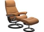 Relaxsessel STRESSLESS "View", braun (new caramel), B:91cm H:110cm T:85cm, Leder BATICK: BATICK ist ein leicht korrigiertes, durchgefärbtes und genarbtes Möbelleder, bei dem die meisten Unebenheiten und Spuren in der Regel entfernt wurden.;Leder PALOMA: PALOMA ist ein durchgefärbtes Semianilin-Möbelleder mit natürlicher Narbung.;ROHLEDER Stoff Q2 FARON: Ein fester zuverlässiger Bouclé mit einem st
