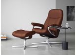 Relaxsessel STRESSLESS "Consul", braun (copper paloma), B:82cm H:102cm T:72cm, Leder PALOMA: PALOMA ist ein durchgefärbtes Semianilin-Möbelleder mit natürlicher Narbung., Sessel, Relaxsessel, mit Cross Base, Größe S, M & L, Holzakzent Braun