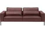 2,5-Sitzer MUSTERRING "JustBPM100, 202 cm breit, aus hochwertigem Leder", rot, B:202cm H:88cm T:107cm, 100% Leder, Sofas, 2 5-Sitzer, wahlweise mit Nierenkissen und mot. Sitzauszug, Metallfuß in schwarz