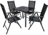 Garten-Essgruppe VCM "5 tlg. Alu Glas Tisch Gartenset Sitzgruppe 80 SW", schwarz (anthrazit), B:80cm T:80cm, Obermaterial: 100% Metall MT., Sitzmöbel-Sets, Garten-Essgruppe