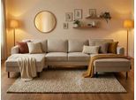 Wohnlandschaft HOME AFFAIRE "Booster II, whlw. mit Schlaffunktion & Bettkasten, Fuß schwarz", beige (grau), B:305cm H:83cm T:161cm, 92% Polyester, 5% Polyamid, Sofas, Wohnlandschaft, Sofa in U-Form, Breite 305 cm, in Cord oder Struktur LEO o. LINO