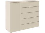 Kommode "Kommode Sideboard Schubladen Türenkommode SERINA eleganter Eyecatcher", beige (beige (champagner)), B:120cm H:100cm T:42cm, Holzwerkstoff, LEGER HOME BY LENA GERCKE, Sideboards, Kommode, mit 5 Schubkästen und 1 Tür sowie Metallgriffen MADE IN GERMANY
