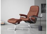 Relaxsessel STRESSLESS "Consul", rot (henna paloma), B:82cm H:102cm T:72cm, Leder PALOMA: PALOMA ist ein durchgefärbtes Semianilin-Möbelleder mit natürlicher Narbung., Sessel, Relaxsessel, mit Cross Base, Größe S, M & L, Holzakzent Wenge