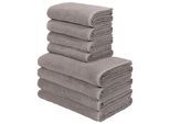 Handtuch Set OTTO HOME "Merida, 4 Duschtücher 70x140cm, 4 Handtücher 50x100cm", grau (hellgrau), 8, Frottier, Frottier, Obermaterial: 100% Baumwolle, Handtuch-Sets, Handtuch Set, kuschelig weich, einfarbig, 100% Baumwolle