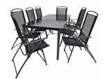 Garten-Essgruppe VCM "9-tlg Sitzgruppe Gartenmöbel Tisch Stühle Set 189S", schwarz (anthrazit), B:189cm T:90cm, Obermaterial: 100% Metall MT., Sitzmöbel-Sets, Garten-Essgruppe