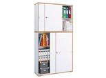 Aktenschrank VCM "Büroschrank Aktenschrank Schiebetüren Salia 5fach", weiß, B:100cm T:37cm, Obermaterial: 100% Holz Wood., Schränke, Aktenschrank