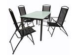 Garten-Essgruppe VCM "5-tlg Sitzgruppe Gartenmöbel Tisch Stühle Set 140M", schwarz, B:140cm T:80cm, Obermaterial: 100% Metall MT., Sitzmöbel-Sets, Garten-Essgruppe