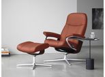 Relaxsessel STRESSLESS "Consul", rot (henna paloma), B:82cm H:102cm T:72cm, Leder PALOMA: PALOMA ist ein durchgefärbtes Semianilin-Möbelleder mit natürlicher Narbung., Sessel, Relaxsessel, mit Cross Base, Größe S, M & L, Holzakzent Braun