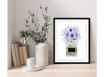 Bild mit Rahmen OTTO HOME "Blumen Parfüm - Gerahmter Digitaldruck - Wandbild", bunt (farbe rahmen: schwarz, farbe bild(er): blau, grün), B:50cm H:70cm, Acrylglas, Holz, Bilder, Bild mit Rahmen, Holzrahmen - Dekoration