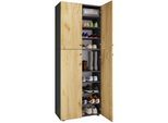 Schuhschrank VCM "XXL Holz Großer Schuhschrank Schuhkommode Lona 9", braun (anthrazit, honig, eiche), B:70cm T:40cm, Obermaterial: 100% Holz Wood., Schränke, Schuhschrank