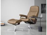 Relaxsessel STRESSLESS "Consul", braun (almond paloma), B:91cm H:102cm T:79cm, Leder PALOMA: PALOMA ist ein durchgefärbtes Semianilin-Möbelleder mit natürlicher Narbung., Sessel, Relaxsessel, mit Cross Base, Größe S, M & L, Holzakzent Wenge